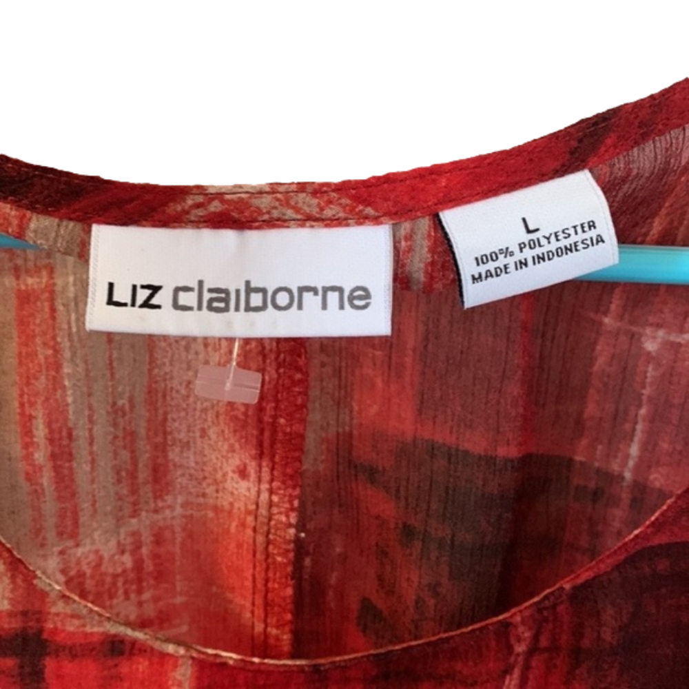 Liz Claiborne Red Sheer Blouse - Picture 6 of 9